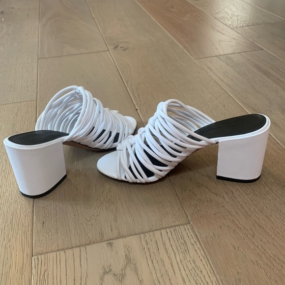 Rebecca Minkoff Calanthe Strappy Block Heel Mules in Bright White Size 8 - Picture 8 of 15